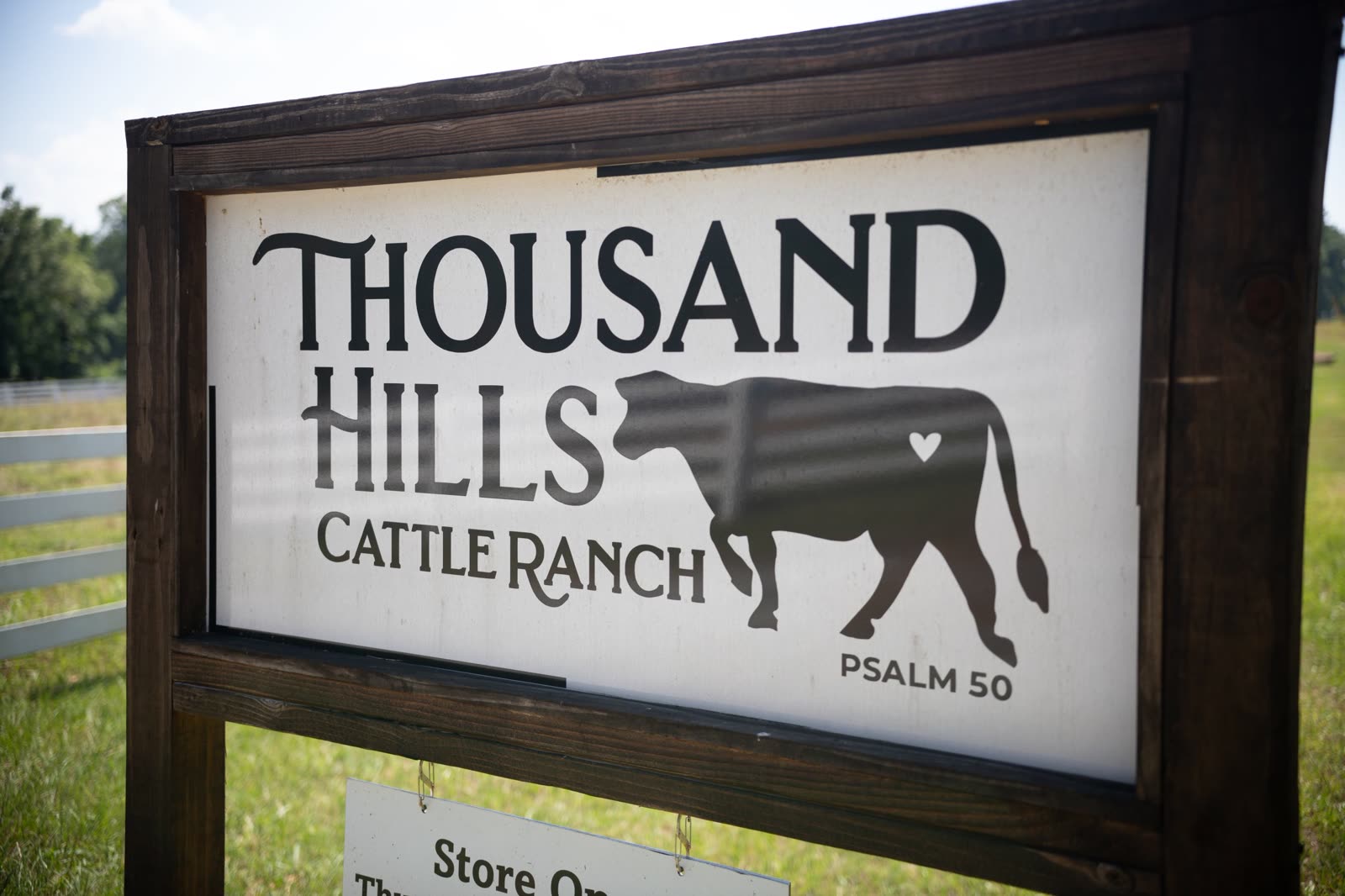 Thousand Hills Cattle Ranch sign